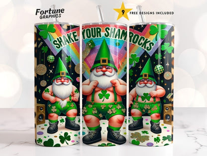 St Patricks Day Gnomes 20 oz Skinny Tumbler Bundle Snarky Tumbler Png Happy Cute, St Pattys Day Sublimation Design Digita,Download PNG