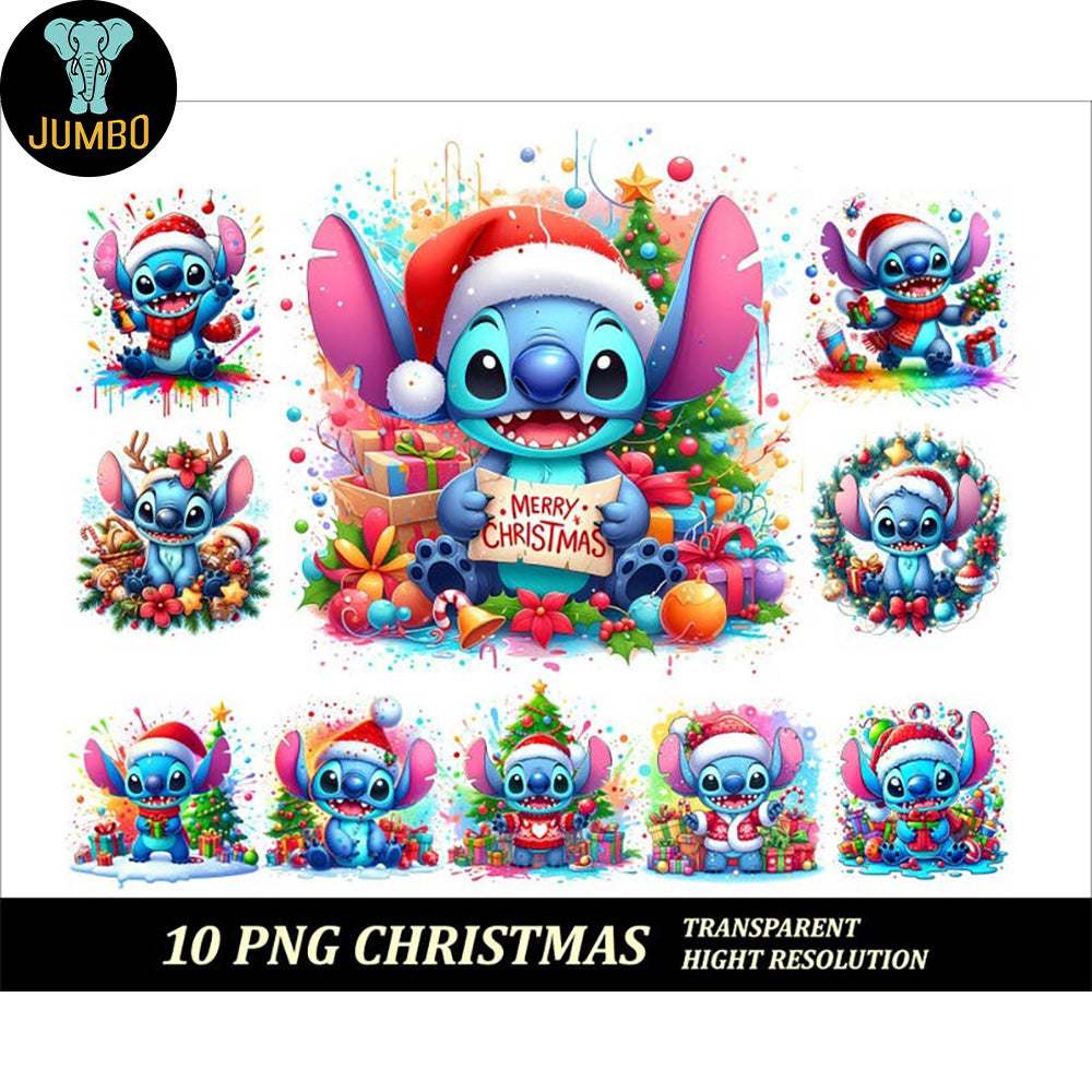 Stitch Christmas Clipart Design Bundle Png - Jumbosvg