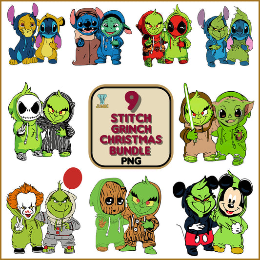 9StitchGrinchChristmasPngBundle