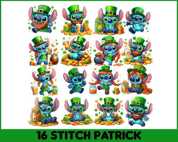 Stitch Happy St Patrick's Day PNG, Happy St Patrick's Day Png, Saint Patrick's Day, Shamrock Png, Lucky Vibes, 4 Leaf Clover, Paddy's Day