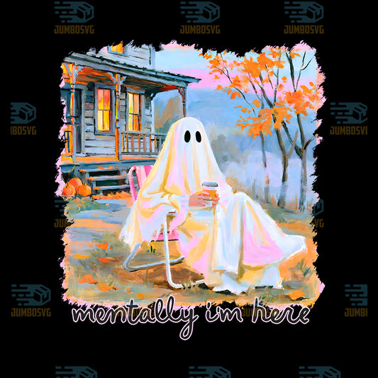 Summerween-Ghost-Png-Mentally-I-Am-Here-Png