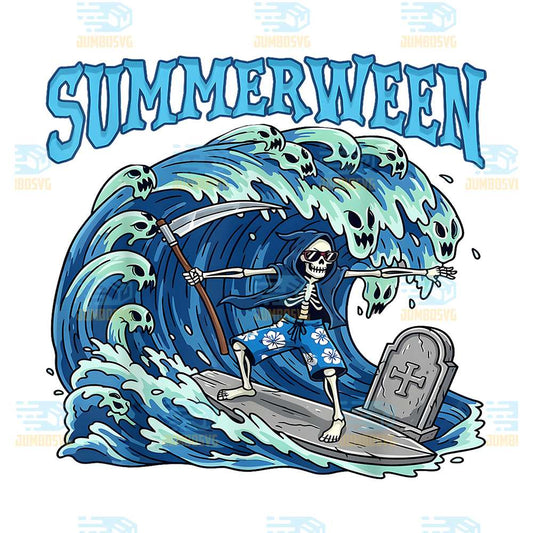 Summerween-Skeleton-Surf-Grim-Reaper-Beach-Spooky-Halloween-Png