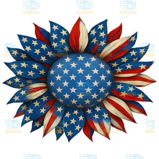 Sunflower-American-Flag-4th-Of-July-Png