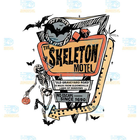 The-Skeleton-Motel-Retro-Funny-Halloween-Png