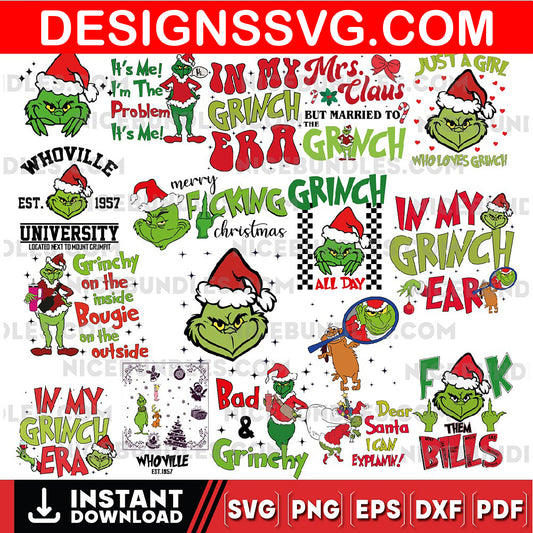 The Grinch SVG Bundle, Merry Grinchmas SVG, Retro Grinch SVG, Christmas Sublimation, Digital Sublimation, Unique Designs