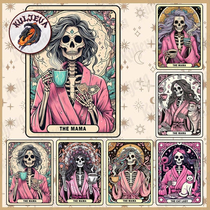 The Mama Funny Tarot Card Bundle, Woman Skeleton Mother Sublimation Design, Witchy Vibes Skull Mama T-Shirt Mug PNG File, Instant Download