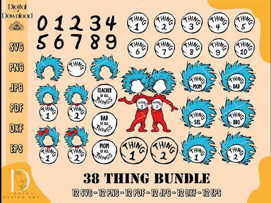 Thing 1 and Thing 2 Layered Svg Png, Thing 1 and Thing 2 Cat in the Hat Svg Png, Merch Svg Png, Thing Clipart, Thing Design,Family Shirt Svg