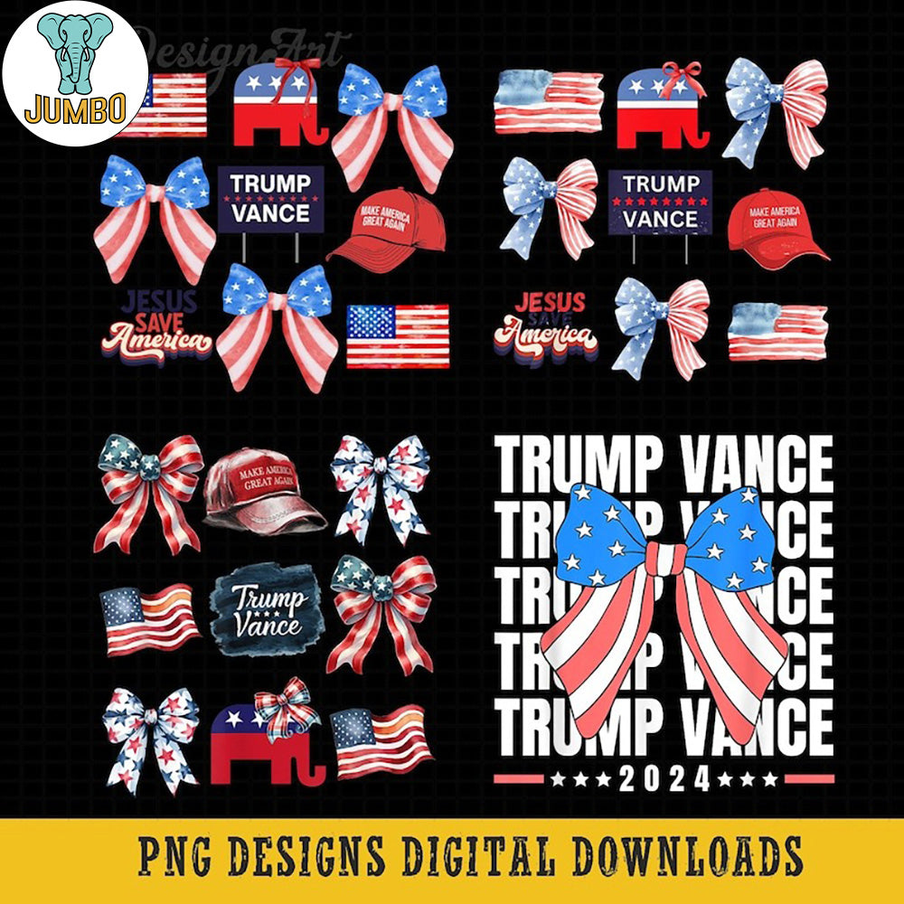 Trump Vance 2024 Coquette Bow Png Bundle - Jumbosvg