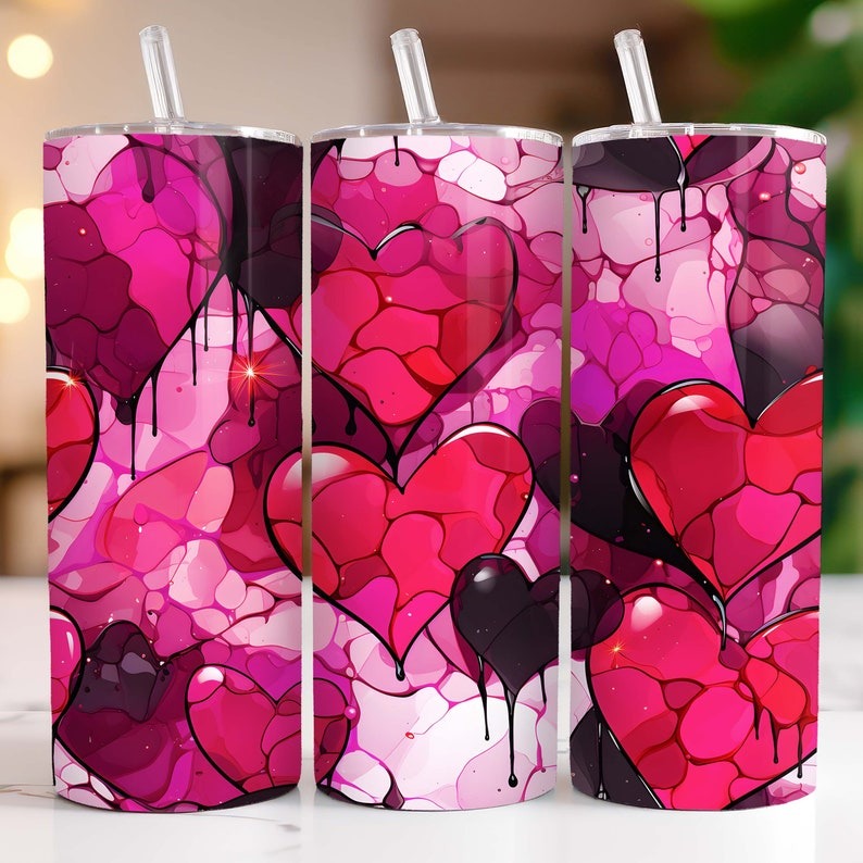 Valentine Tumbler Wrap Bundle, 20oz Skinny Valentine Tumbler Sublimation Designs, Valentines day Tumbler PNG, Instant Digital Download.1