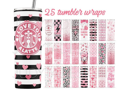 Valentine Tumbler Wrap Bundle, Valentine 20oz Skinny Tumbler Designs, Valentine Sublimation Designs, Valentines Day Tumbler Wrap