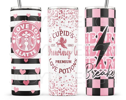 Valentine Tumbler Wrap Bundle, Valentine 20oz Skinny Tumbler Designs, Valentine Sublimation Designs, Valentines Day Tumbler Wrap