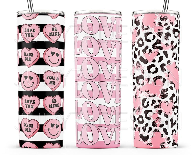 Valentine Tumbler Wrap Bundle, Valentine 20oz Skinny Tumbler Designs, Valentine Sublimation Designs, Valentines Day Tumbler Wrap