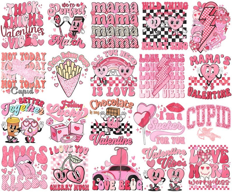 Valentine png bundle, Valentines day svg png, Retro Valentine png, Valentine Shirt png sublimation design, love heart png, trendy bundle PNG.1