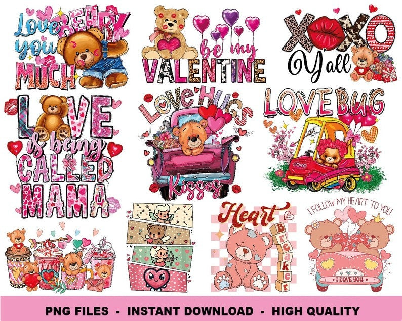 Valentines Teddy Bear Clipart, 25 PNG Valentines Day Clipart, Valentines Teddy Bear Clipart, Love Bears PNG, Commercial Use