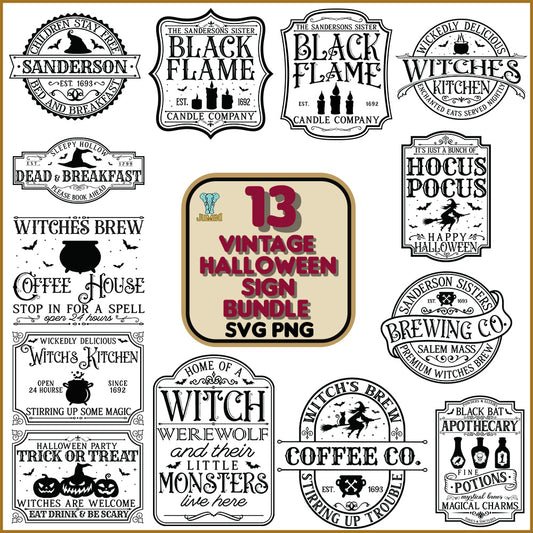 VintageHalloweenSignSvgBundle