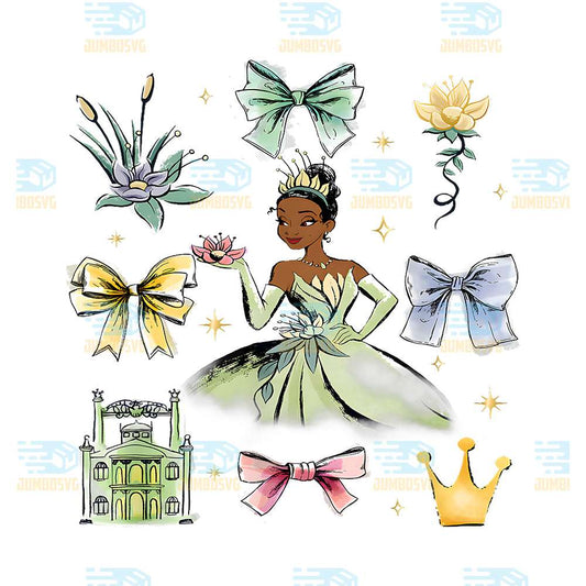 Watercolor-Coquette-Bow-Disney-The-Princess-And-The-Frog-Princess-Png
