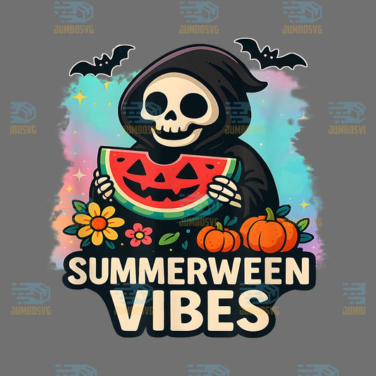 Watermelon-Ghost-Summerween-Retro-Skeleton-Vibes-Png