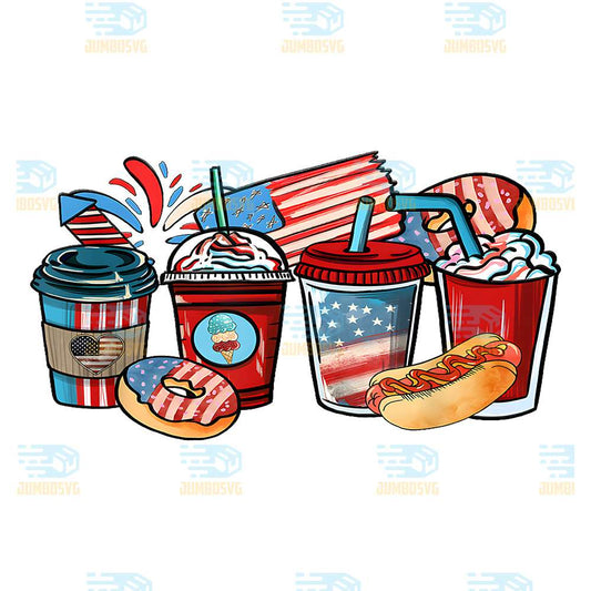 Western-4th-Of-July-Coffee-Cups-Independence-US-Flag-Png