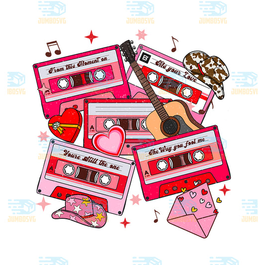 Western-Love-Cassette-Png-Retro-Tape-Guitar-Cowboy-Valentine-Png-Cute-Country-Music-Love-Png