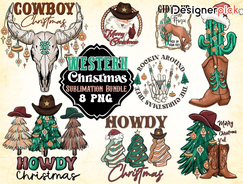 Western Christmas Sublimation Bundle, Cute Christmas Png, Western Xmas Png, Christmas T-Shirt Design, Christmas Quote Sublimation, Western Christmas Png