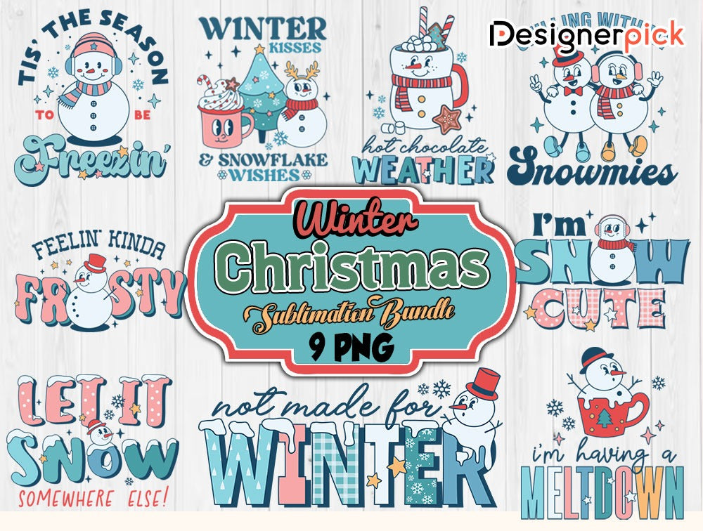 Winter Christmas Sublimation Bundle, Winter Christmas Png, Christmas Png Bundle, Christmas T-Shirt Design, Winter Christmas Png Bundle