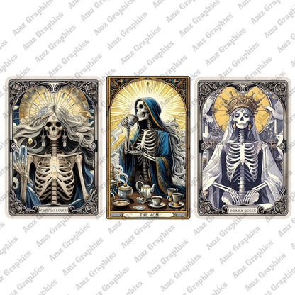 Witchy Vibes Skull Mama PNG Bundle, Woman Skeleton Mother Sublimation Design, The Mom Funny Tarot Card Png, Digital Download