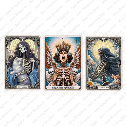 Witchy Vibes Skull Mama PNG Bundle, Woman Skeleton Mother Sublimation Design, The Mom Funny Tarot Card Png, Digital Download