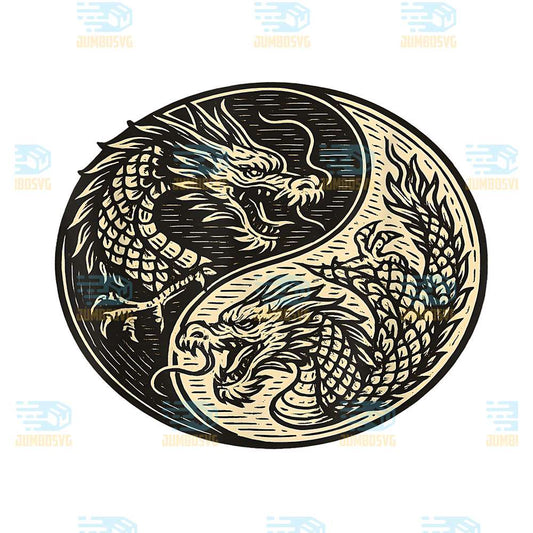 Woodcut-Style-Dragon-Yin-Yang-Png
