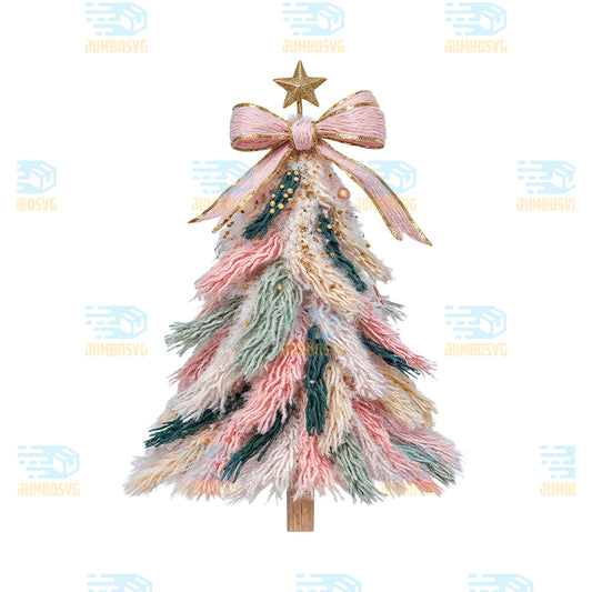 Yarn-Crochet-Coquette-Pink-Tree-Christmas-Png