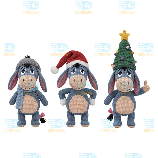 Yarn-Crochet-Eeyore-Christmas-Png