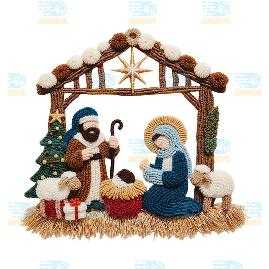Yarn-Crochet-Jesus-Christmas-Png