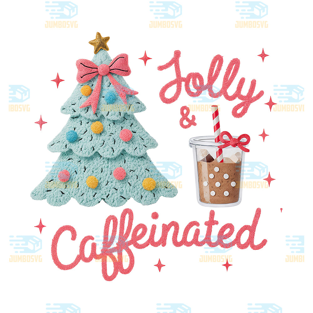 Yarn-Crochet-Jolly-And-Caffeinated-Christmas-Png