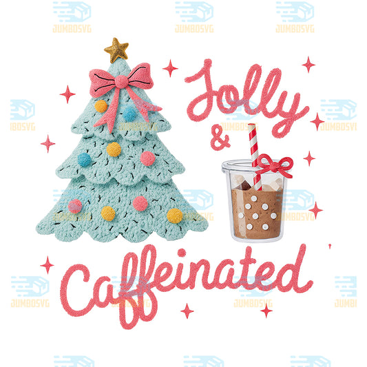 Yarn-Crochet-Jolly-And-Caffeinated-Christmas-Png