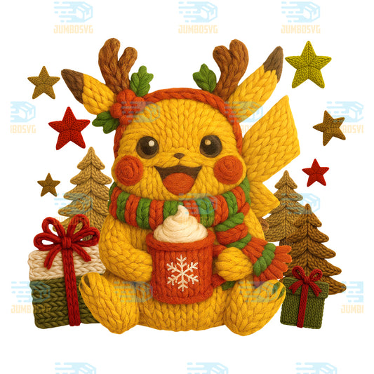 Yarn-Crochet-Pikachu-Christmas-Png