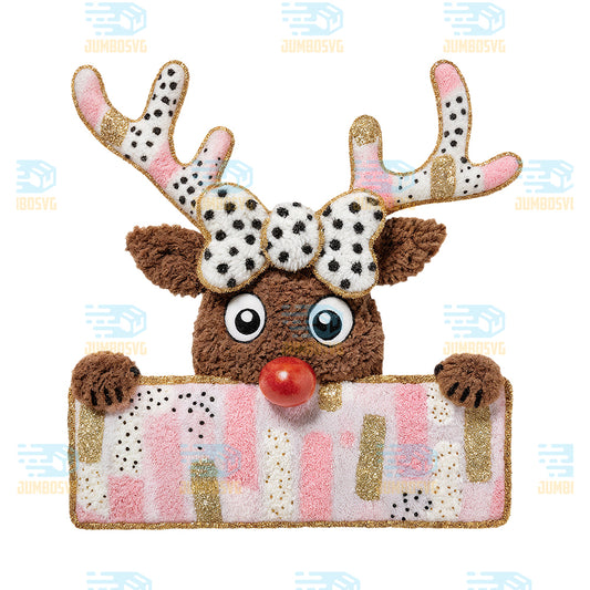 Yarn-Crochet-Pink-Reindeer-Christmas-Png