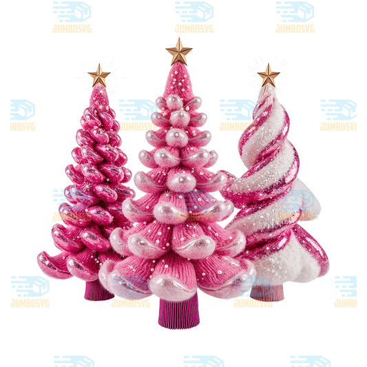 Yarn-Crochet-Pink-Tree-Christmas-Png