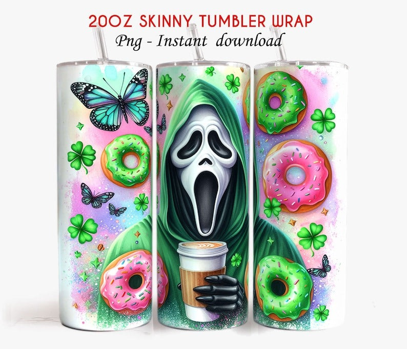 bundle horror character st patrick tumbler wrap, shamrock tumbler bundle, shamrock sublimation, bundle tumbler wrap, png digital download