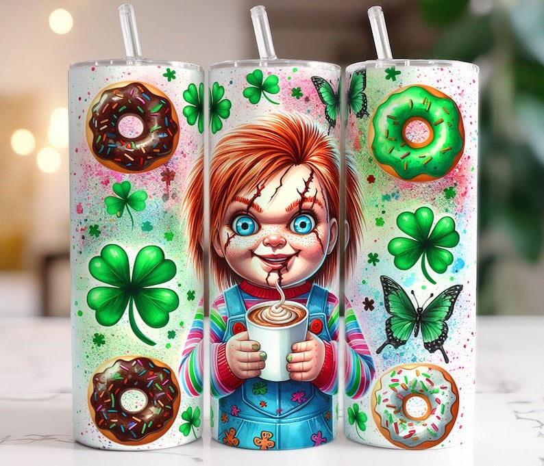 bundle horror character st patrick tumbler wrap, shamrock tumbler bundle, shamrock sublimation, bundle tumbler wrap, png digital download