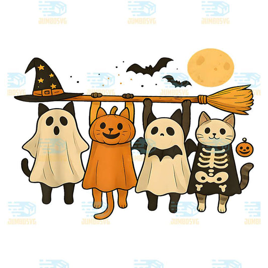 cute-halloween-cat-ghost-pumpkin-skeleton-svg