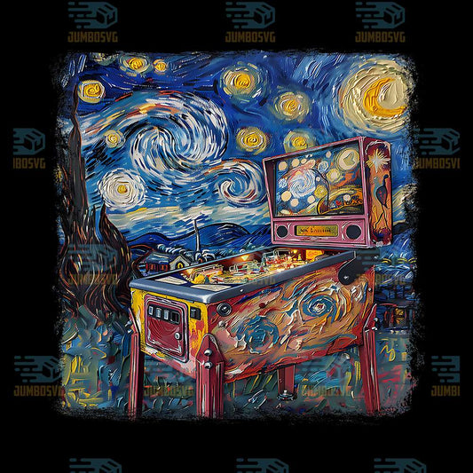 pinball-arcade-game-machine-starry-night-painting-png
