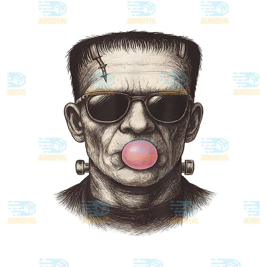 retro-frankenstein-monster-blowing-a-bubble-gum-halloween-png