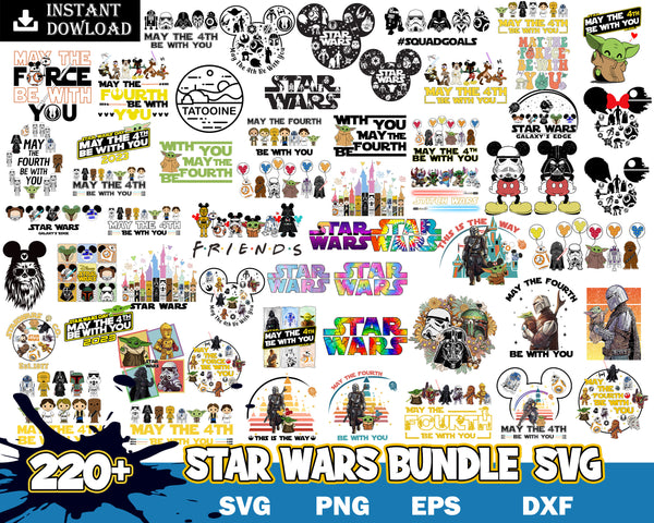 220+ Files Star wars SVG Bundle, Star Wars Clipart, Star Wars Cut files, Darth Vader svg , Yoda svg, Instant Download