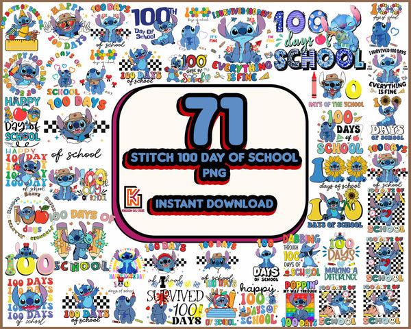 70+ 100 Days of School Stitch SVG, Stitch 100 Day of School Svg, 100th Day Svg, Back to School Svg, Teacher School Svg, 100 Days of School Instant Download