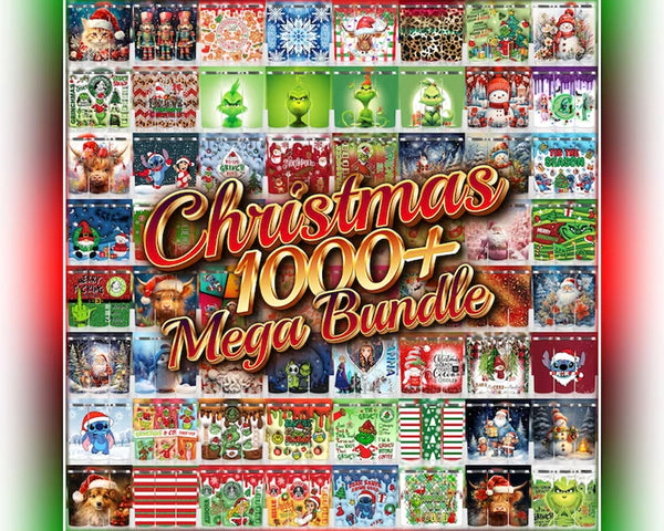 1000+ Christmas Tumbler, Bundle, Inflated 3D Tumblers, Grinchmas, Santa Clause, Mega Bundle, Straight & Tapered, Skinny Tumbler Sublimation