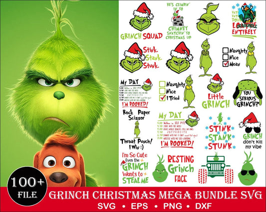 100+Grinch Svg Grinch Christmas Christmas Grinchmas Face Cut File Cricut Png Dxf Eps Instant
