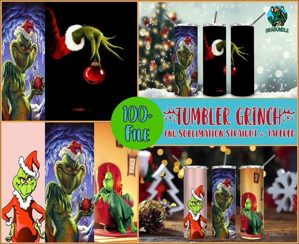 100+Grinch Tumbler 20 Oz Skinny Grinch Sublimation Designs Full Wrap Digital Downloads