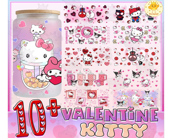 10+ Cat Valentine Glass Can Wrap Bundle, Cartoon 16oz Libbey Glass Can Wrap, Pink Valentine Libbey Glass Can Wrap, Digital Download