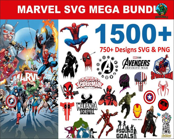 1500+Marvel Bundle Svg Eps Dxf Png Digital Dowload
