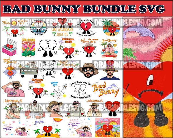 150 Bad Bunny SVG, Yo Perreo Sola, Instant Download, PNG, Cut File, Cricut, Silhouette, Bundle, EPS, Dxf, Pdf, El Conejo Malo