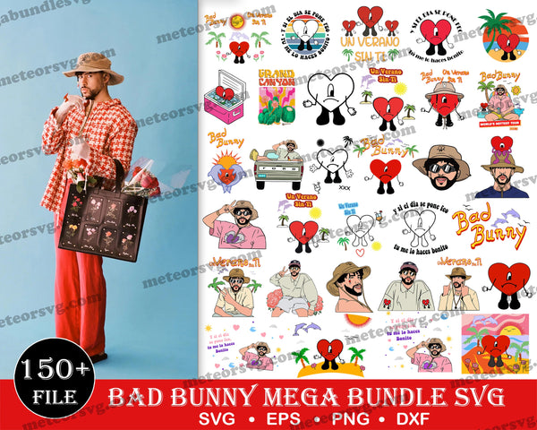 150 Bad Bunny SVG, Yo Perreo Sola, Instant Download, PNG, Cut File, Cricut, Silhouette, Bundle, EPS, Dxf, Pdf, El Conejo Malo